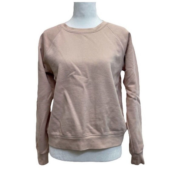Everlane 100% Cotton Soft Pink Raglan Sleeve Crewneck Pullover Sweatshirt - Picture 1 of 9